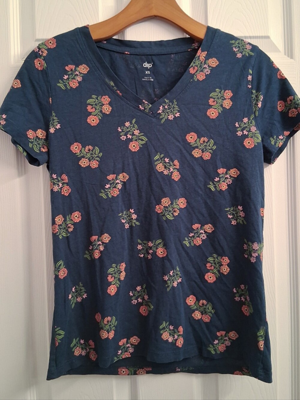Dip Short Sleeve Floral Top - Navy XS